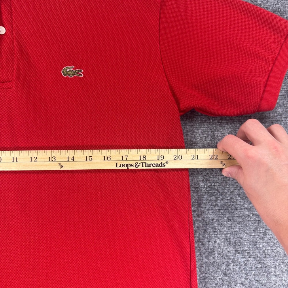 Lacoste Chemise Vintage Polo Shirt Mens XL Red Cotton Pique Short Sleeve France - Picture 6 of 7